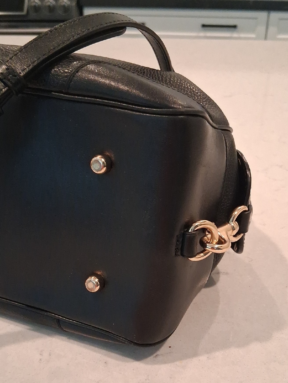 Coach Black Pebbled Leather Satchel with Gold Hardware and Crossbody Strap - Picture 3 of 10